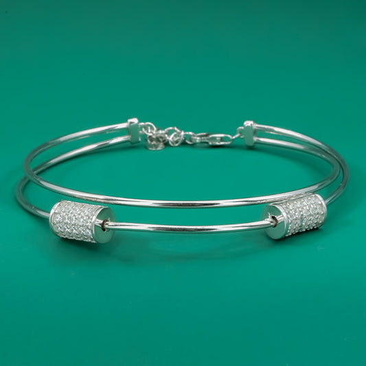 Minimal Luxe Cylinder Bracelet – Sleek Sterling Silver Bangle - Zentara Jewels