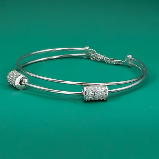 Minimal Luxe Cylinder Bracelet – Sleek Sterling Silver Bangle - Zentara Jewels