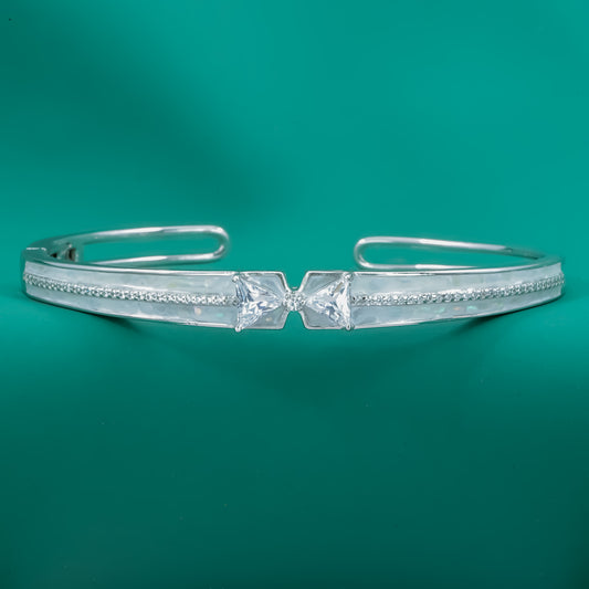 Radiant Bow-Twist Bangle – Sterling Silver Cuff Bracelet - Zentara Jewels