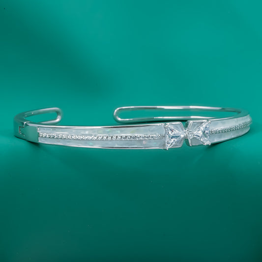Radiant Bow-Twist Bangle – Sterling Silver Cuff Bracelet - Zentara Jewels