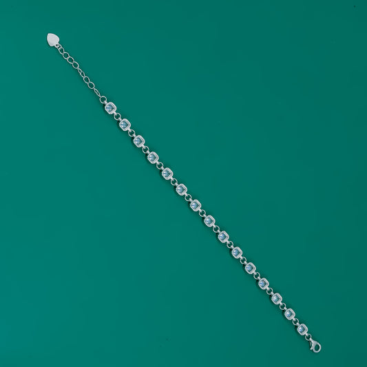 Vintage Ice-Link Bracelet – Sterling Silver with Cushion-Cut Blue Stones - Zentara jewels