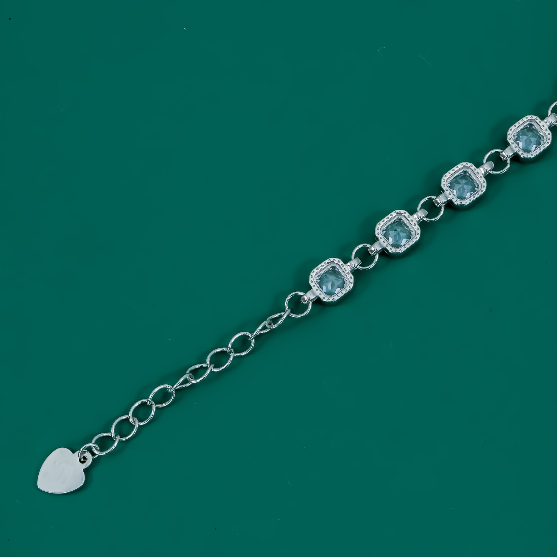 Vintage Ice-Link Bracelet – Sterling Silver with Cushion-Cut Blue Stones - Zentara Jewels