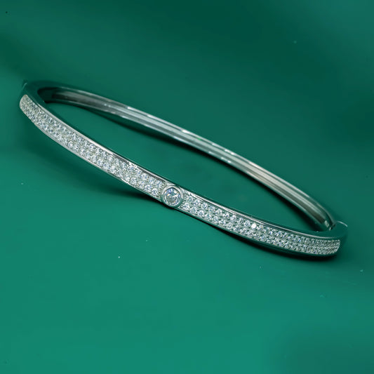 Luna Shine 925 Silver Minimal Cuff Bracelet - Zentara Jewels