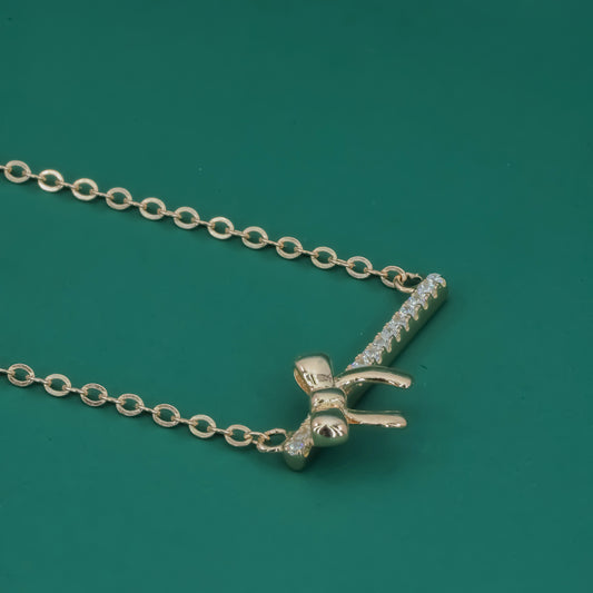 Rose Gold Bow Spark 925 Silver Pendant Necklace - Zentara Jewels