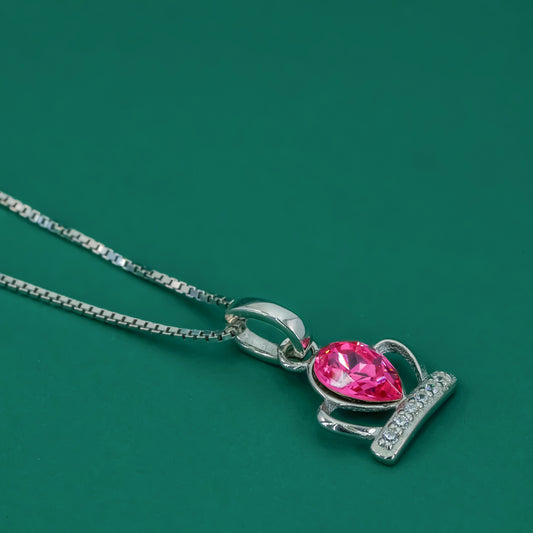 Royal Bloom Crown Pendant Necklace – Pink Zircon & Sterling Silver - Zentara Jewels