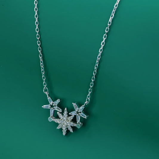 Starlight Sparkle Pendant Necklace – Sterling Silver Zircon Charm - Zentara Jewels