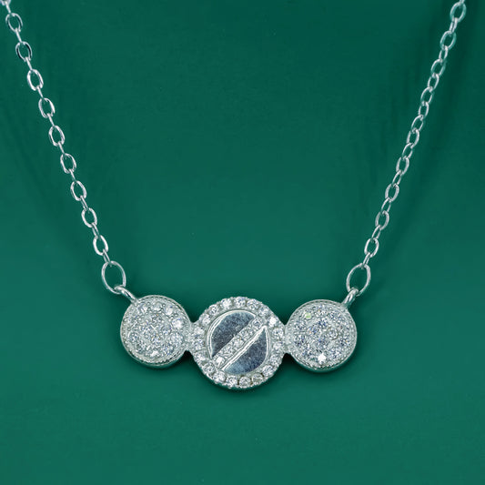Triple Spark 925 Silver Zircon Necklace