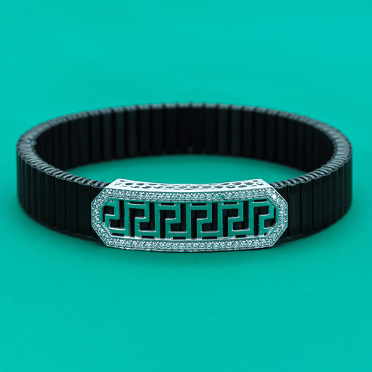 Silver Maze Men’s Bracelet – Bold Geometric Design