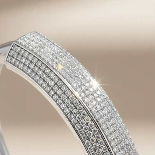 Impire Shine 925 Silver Kada – Triple Row Full Zircon Power Band