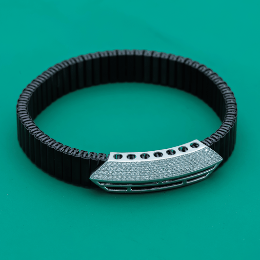 ZENTARA Velocity Bracelet – Black & Silver Men’s Power Band