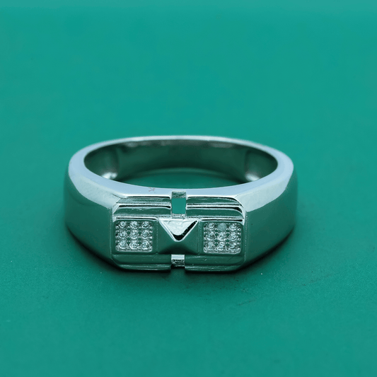 TriCore Men’s Ring – Silver Triangle Accent Ring