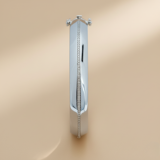 LineCore Kada – Minimalist 925 Silver Zircon Strip Statement Kada