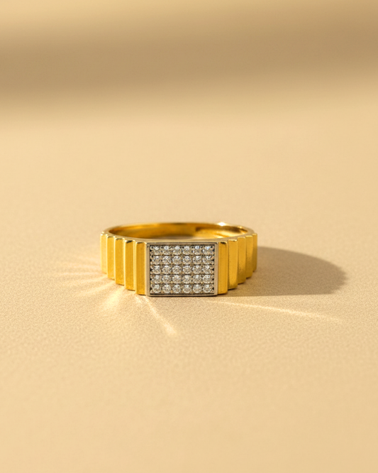 Gold Vermeil Raised-Panel Sparkle Band