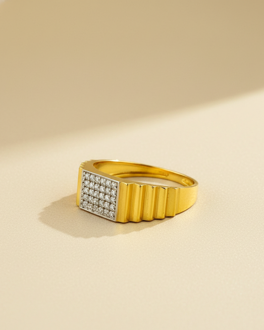 Gold Vermeil Raised-Panel Sparkle Band