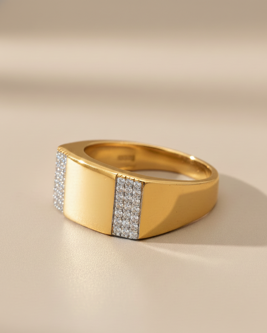 Gold Vermeil Minimalist Dual Diamond Band