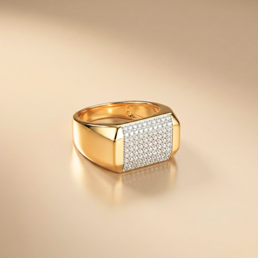 The Regent Block Gold Vermeil Ring