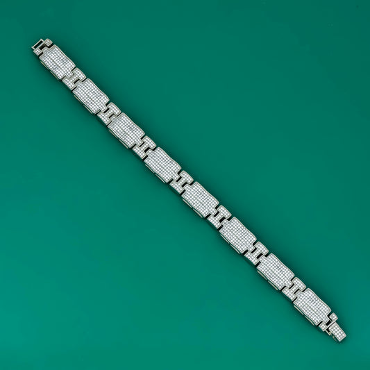 Glacier Grid CZ Link 925 Silver Bracelet