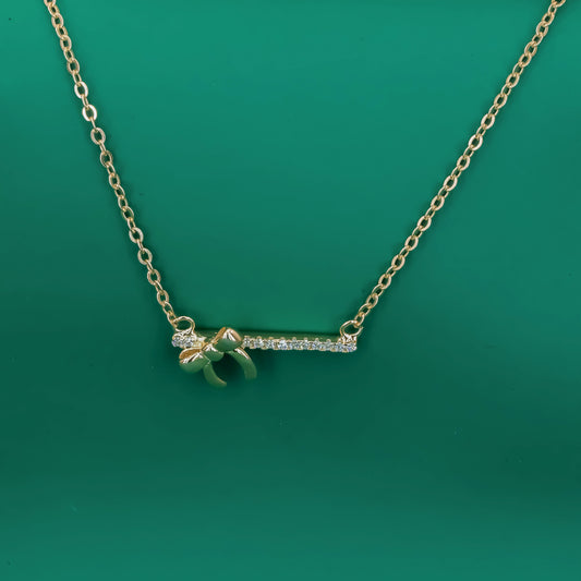 Rose Gold Bow Spark 925 Silver Pendant Necklace - Zentara Jewels