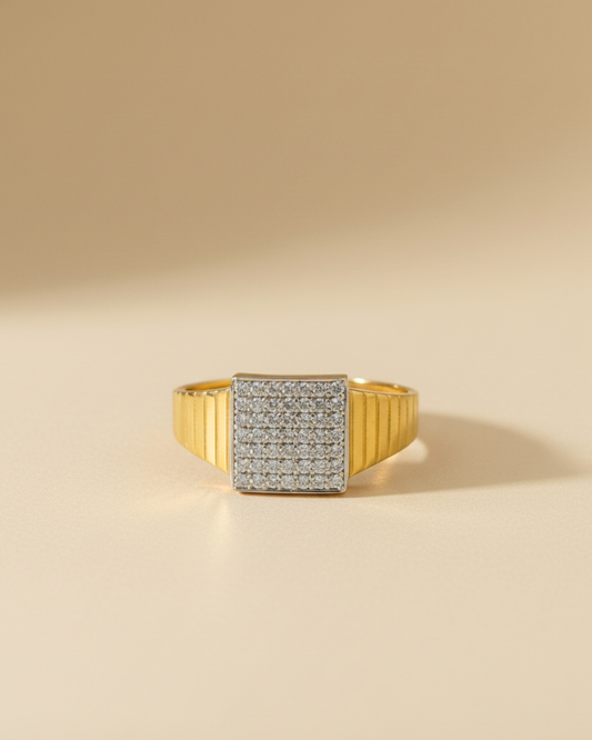 Eterna Shine Gold Vermeil Statement Pavé Ring for Men