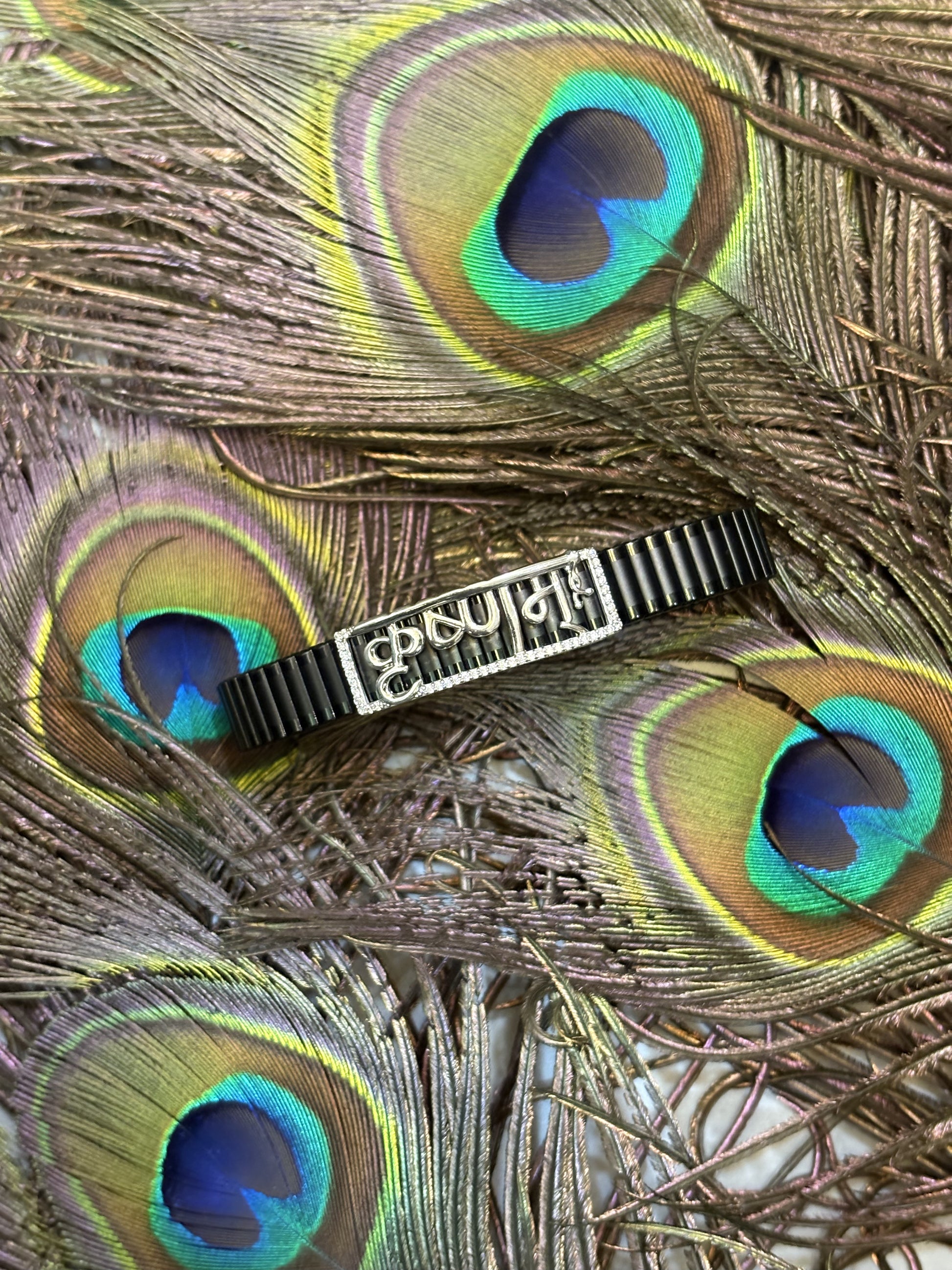 Krushnam Sanskrit Charm 925 Silver Bracelet