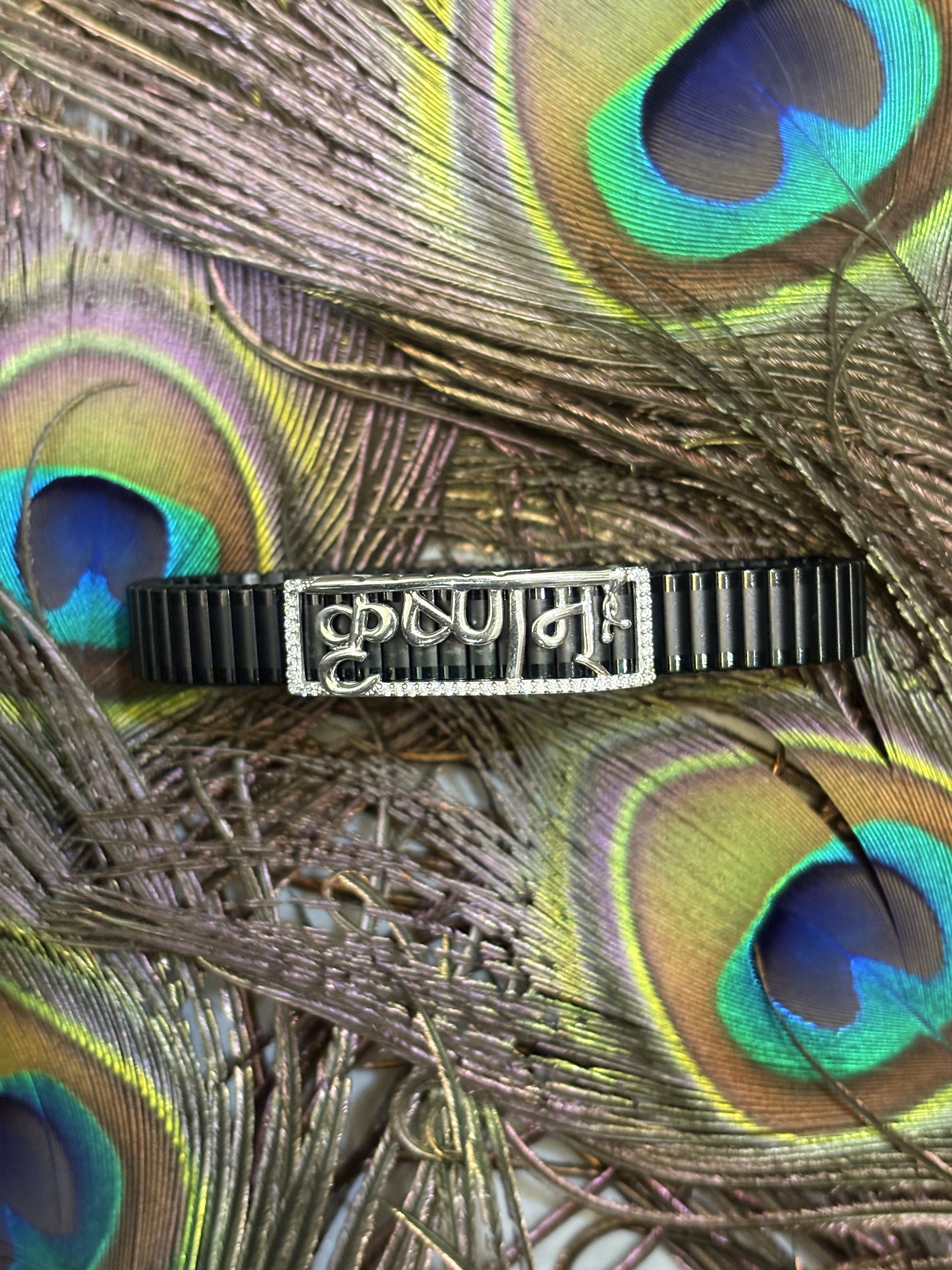 Krushnam Sanskrit Charm 925 Silver Bracelet
