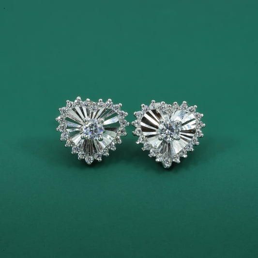 Radiant Heart Cut Zircon Stud Earrings – Sterling Silver Sparkle Design - Zentara Jewels