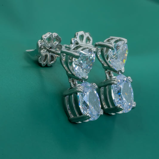 Radiant  D Sterling Silver Earrings - Zentara Jewels