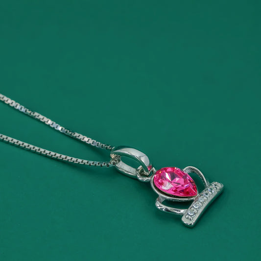Royal Bloom Crown Pendant Necklace – Pink Zircon & Sterling Silver - Zentara Jewels